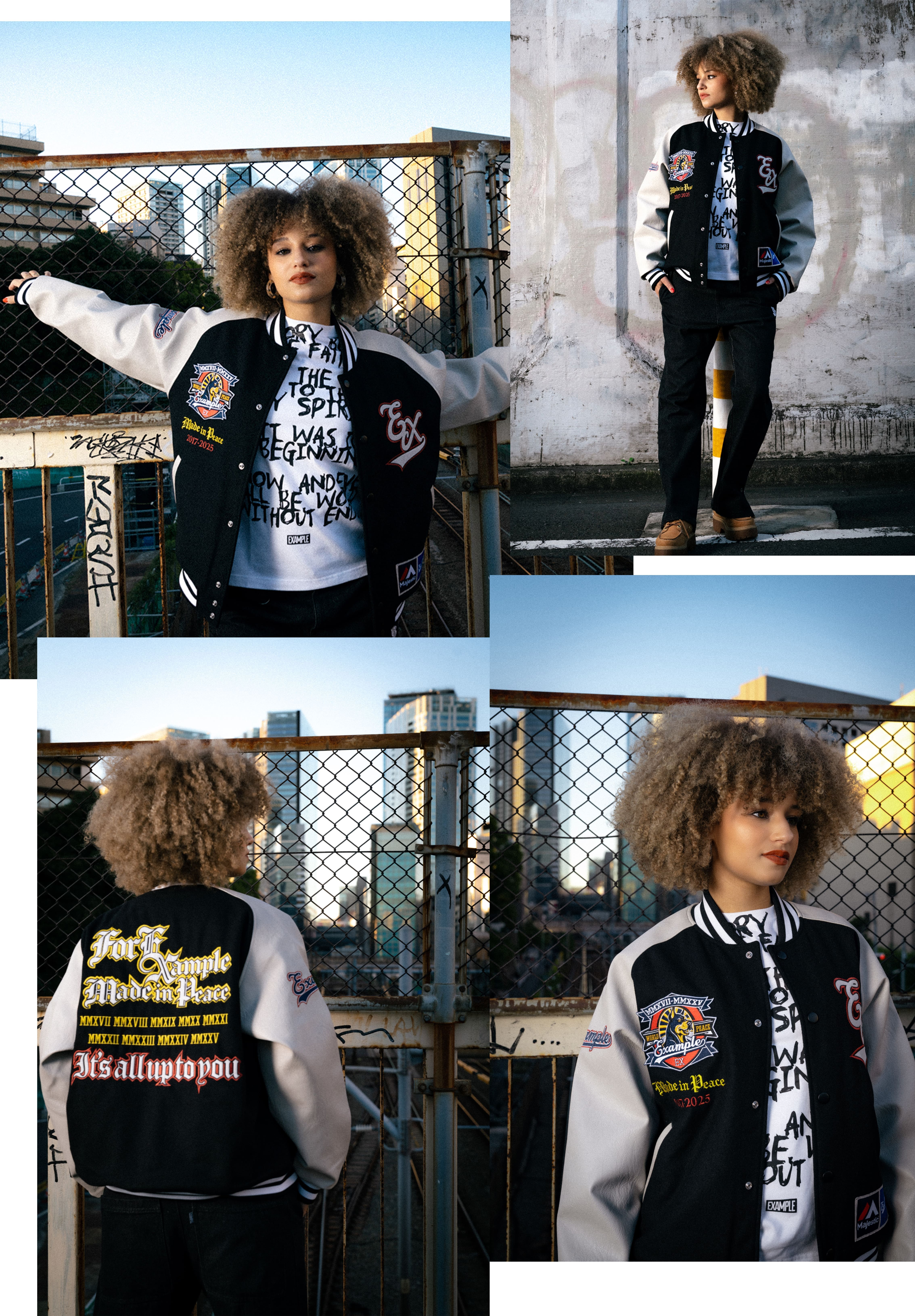 MAJESTIC x EXAMPLE VARSITY JACKET