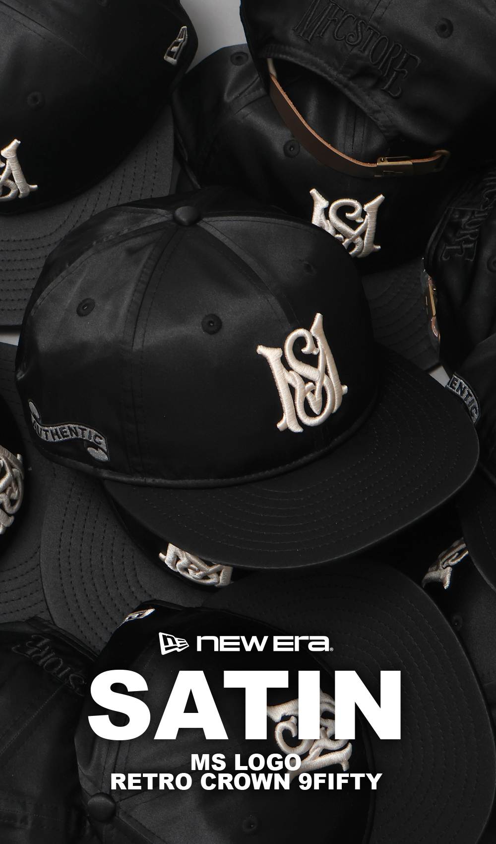 NEW ERA x MFC STORE ORIGINAL RETRO CROWN 9FIFTY SATIN MS LOGO CAP