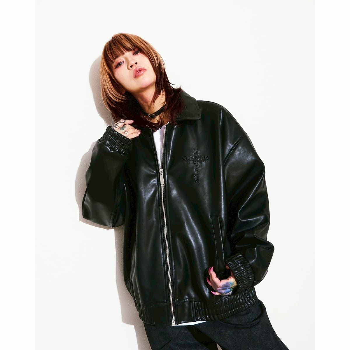 Super green Faux Leather Jacket | MFC STORE OFFICIAL ONLINESTORE