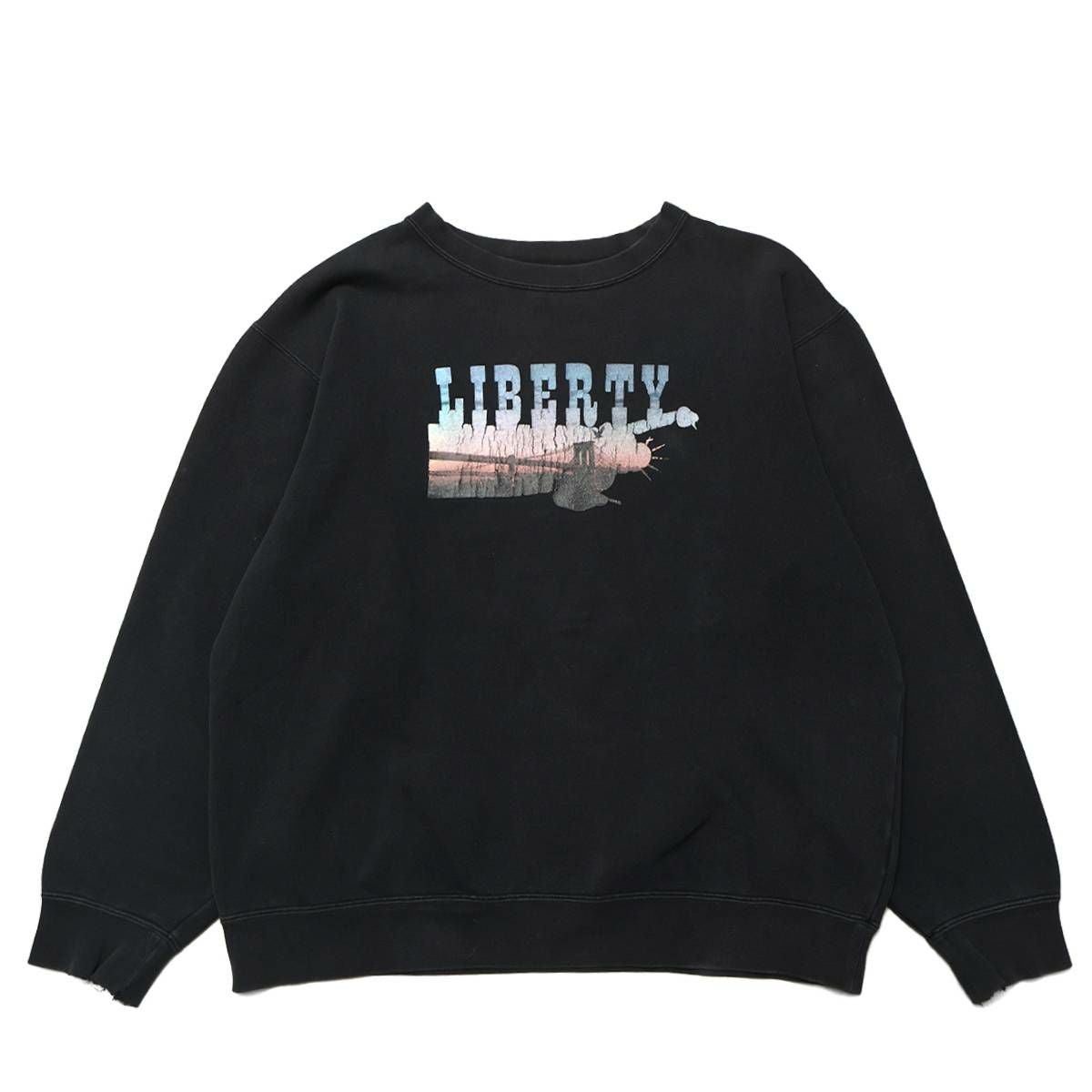 Stussy Navy Tag Statue of Liberty N.Y CREW-NECK Black / STS1713