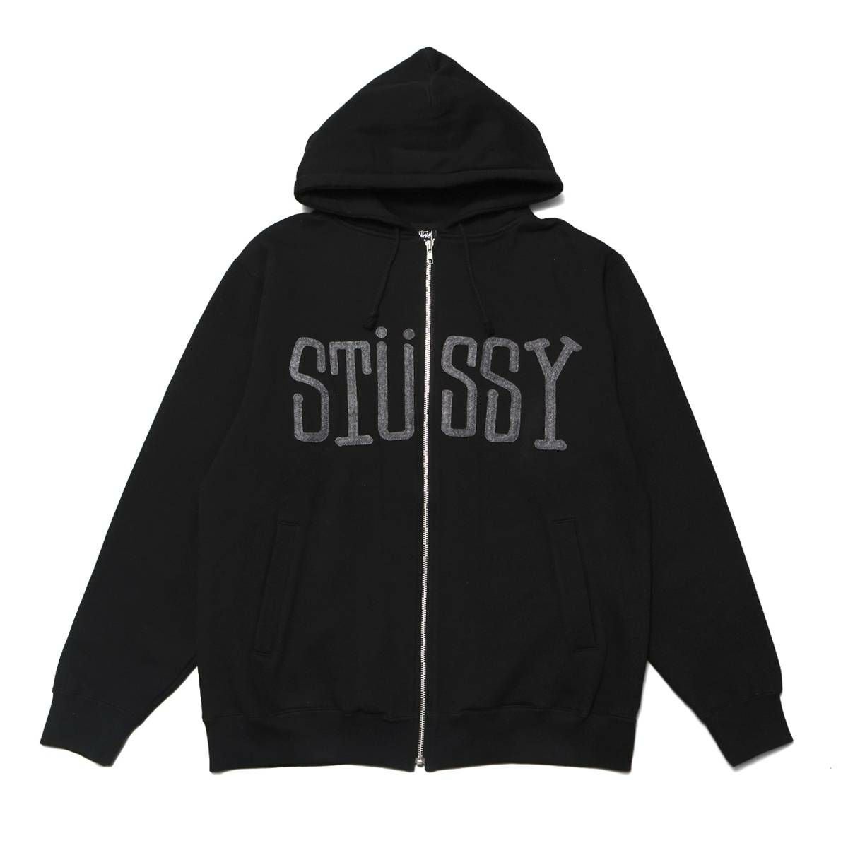 Stussy Navy Tag Shawn-Font Logo ZIP-HOODIE Black / STS1746 | MFC