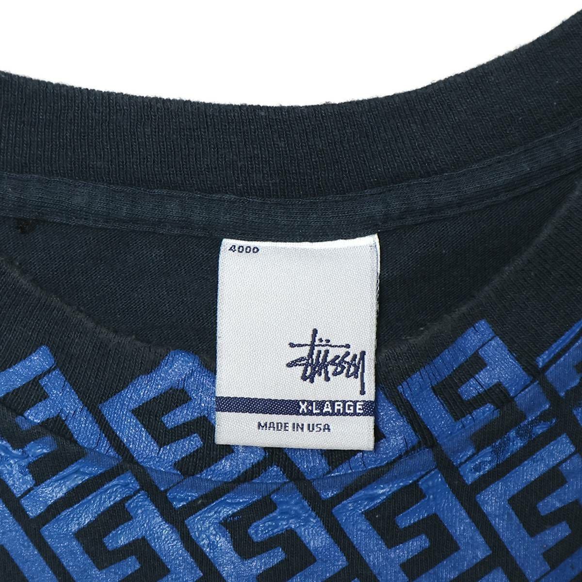 Stussy 00s Silver Tag FENDI Monogram Parody TEE Navy / STS1273