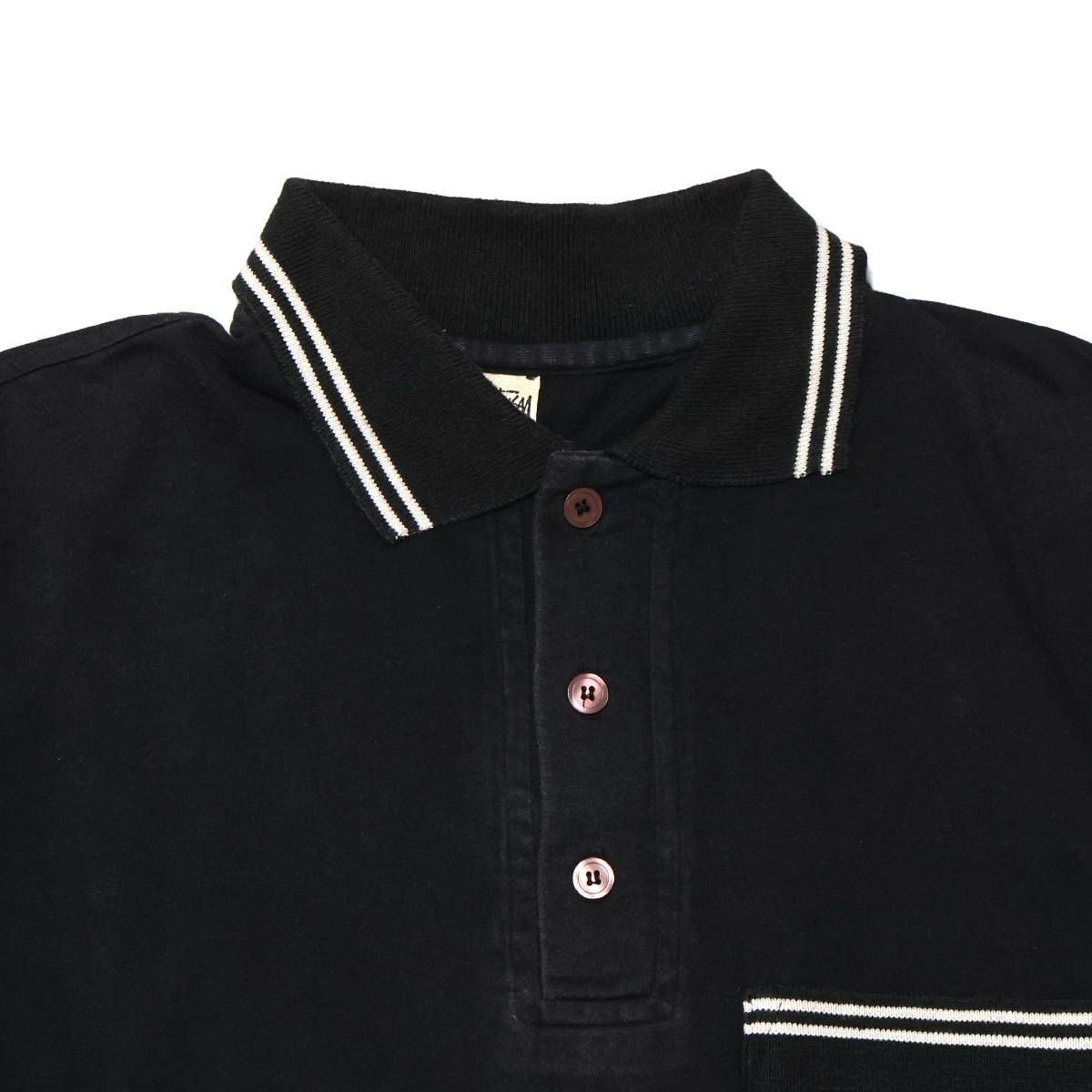 Stussy 90s White Tag Stock-Logo POLO-Shirts Black / STS1416 | MFC