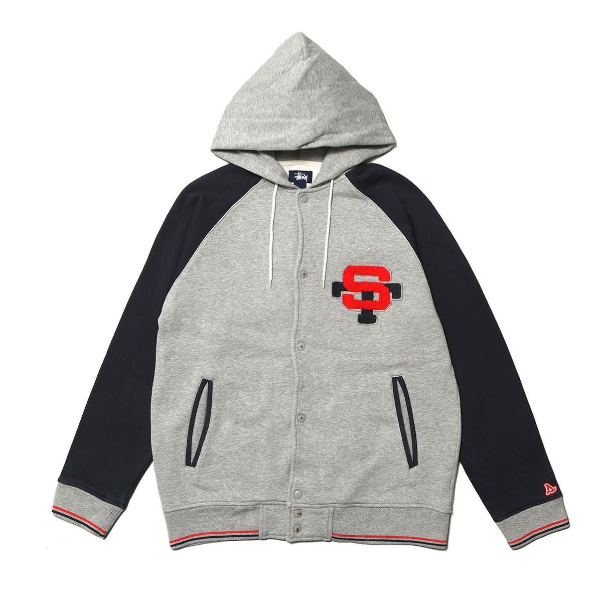 Stussy Navy-Tag ST Logo Stadium Hood-Jacket GRAY/NAVY | MFC STORE