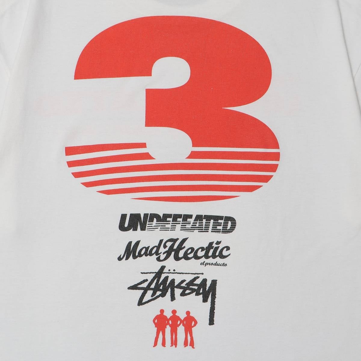 Stussy UNDEFEATED MAD-HECTIC Triple Collaboration TEE WHITE