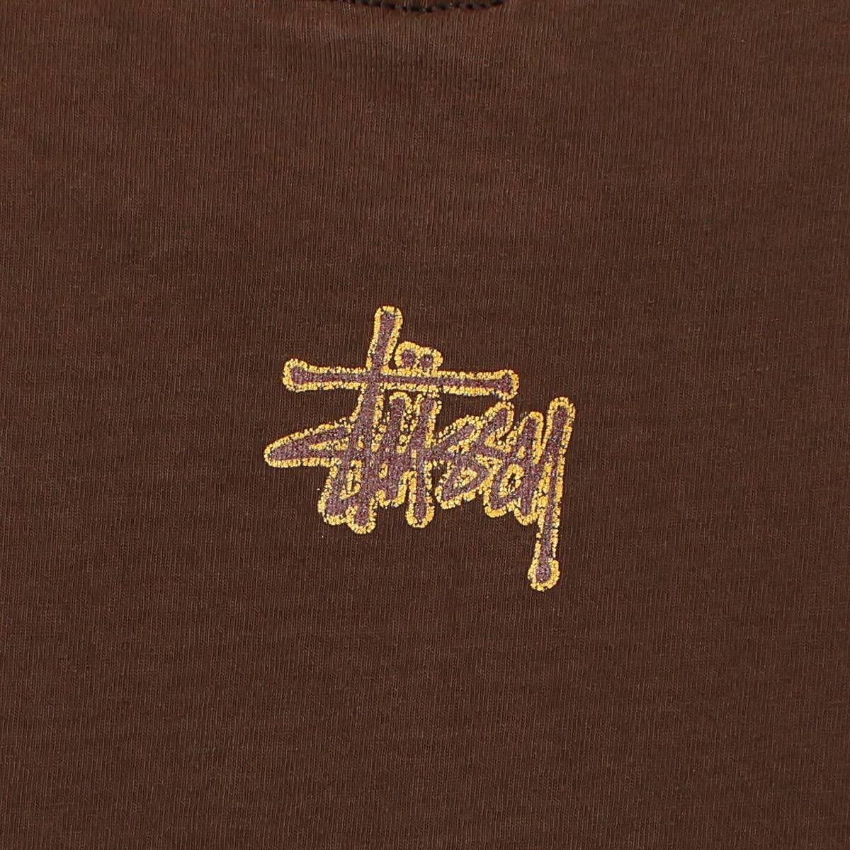 Stussy 90s White-Tag Made in USA Maple Leaf S-Logo TEE BROWN