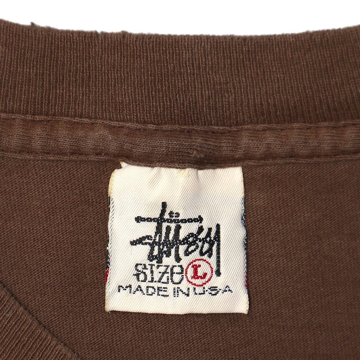 Stussy 90s White-Tag Made in USA Maple Leaf S-Logo TEE BROWN