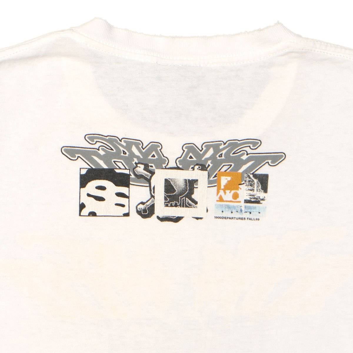 Stussy 90s Navy-Tag Made in USA NYC Skull＆Crossborn TEE WHITE