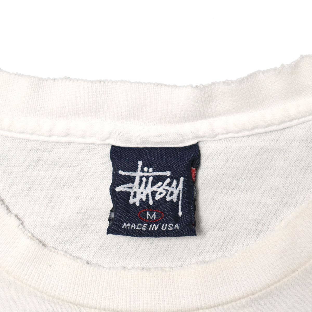 Stussy 90s Navy-Tag Made in USA NYC Skull＆Crossborn TEE WHITE