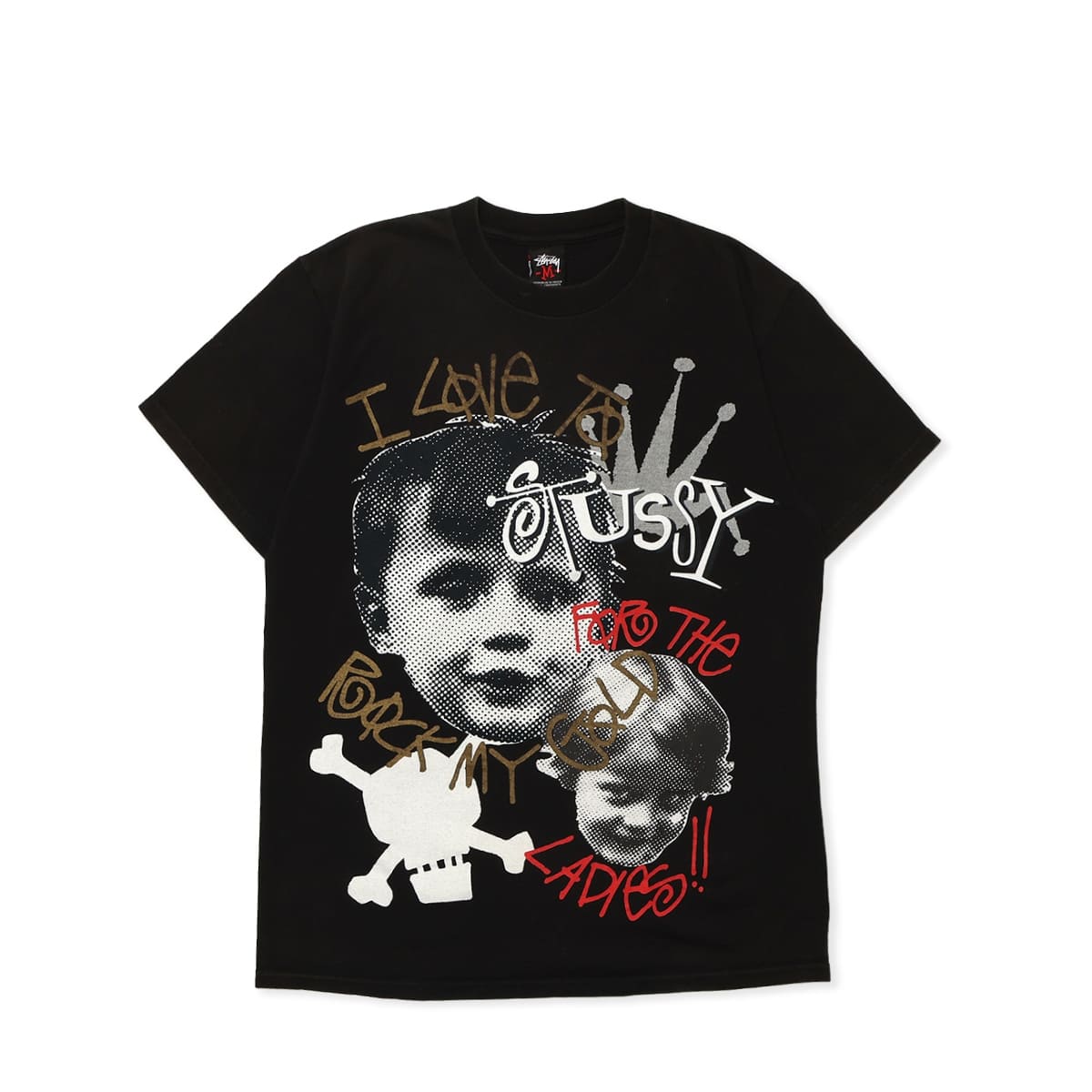 Stussy Black＆Red-Tag Photo-Collage Children TEE BLACK / STS2124