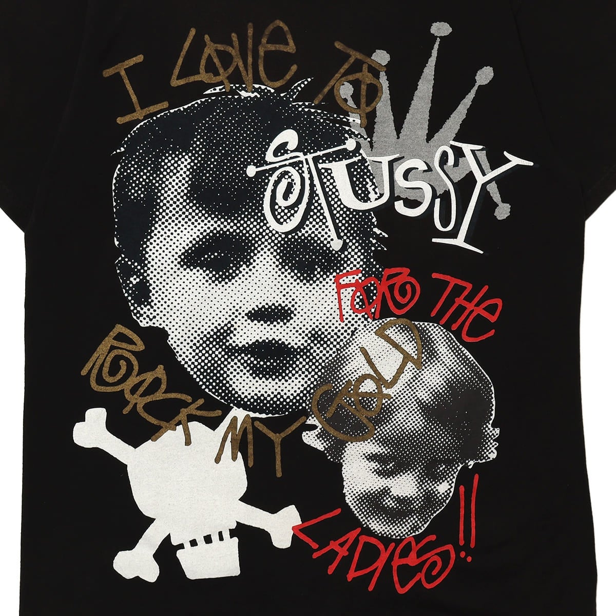 Stussy Black＆Red-Tag Photo-Collage Children TEE BLACK / STS2124