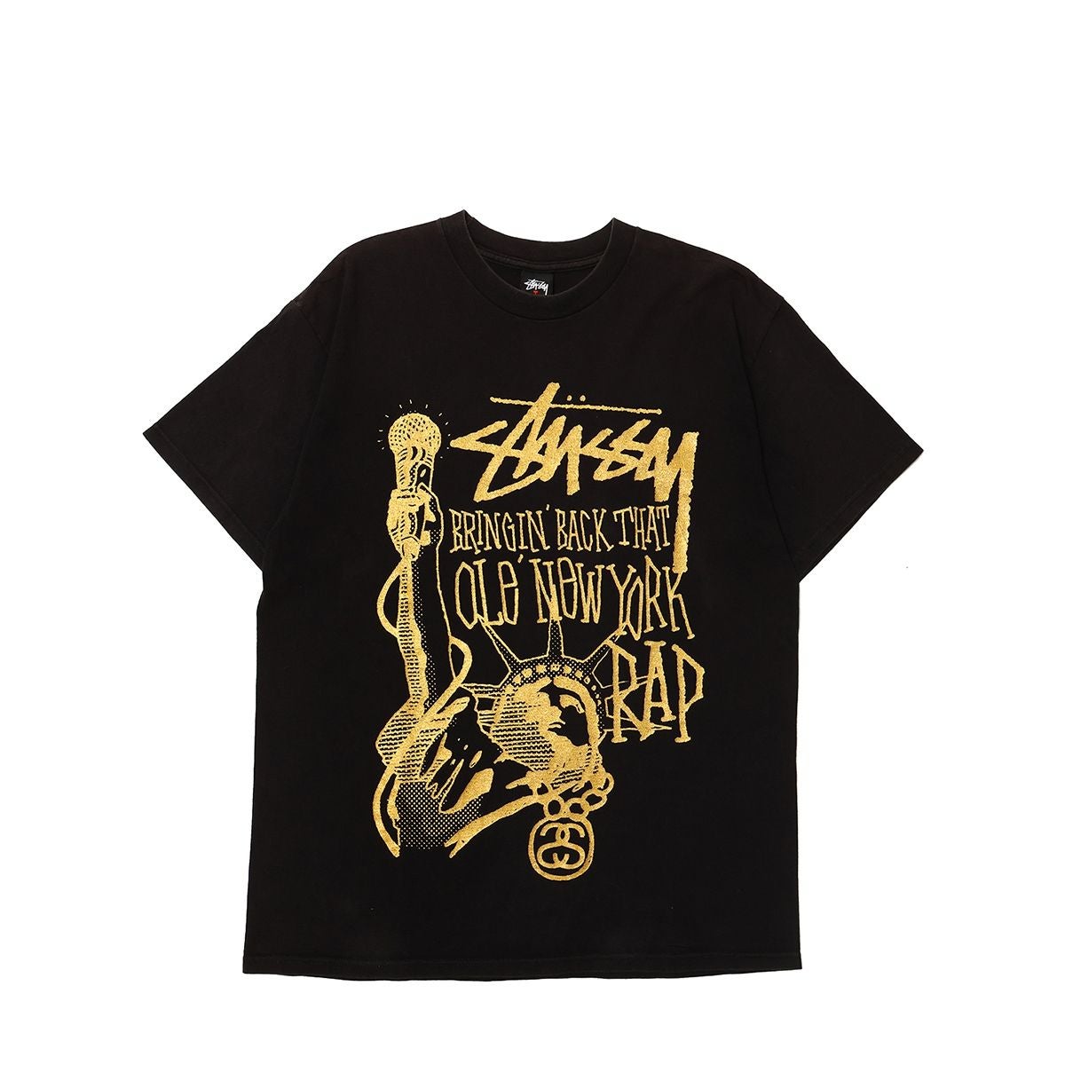 値下げ済みです。stussy フラッグ ☆非売品☆ Stussy Black&Red-Tag N.Y. Statue of Liberty SS-Link TEE BLACK
