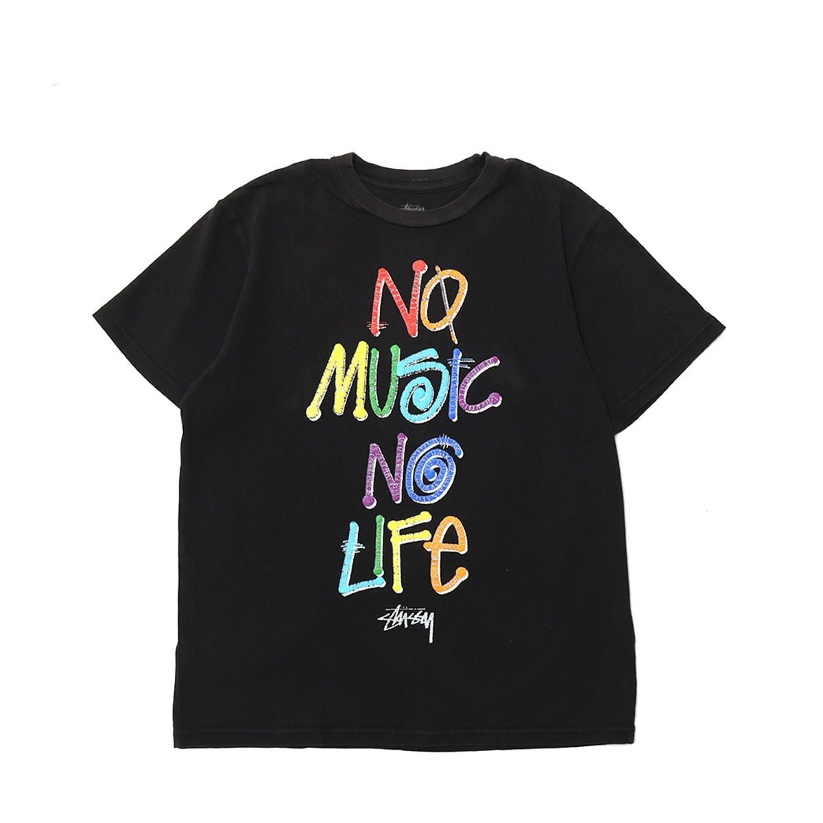 Stussy Printed-Tag Tower Records/No Music,No Life TEE BLACK