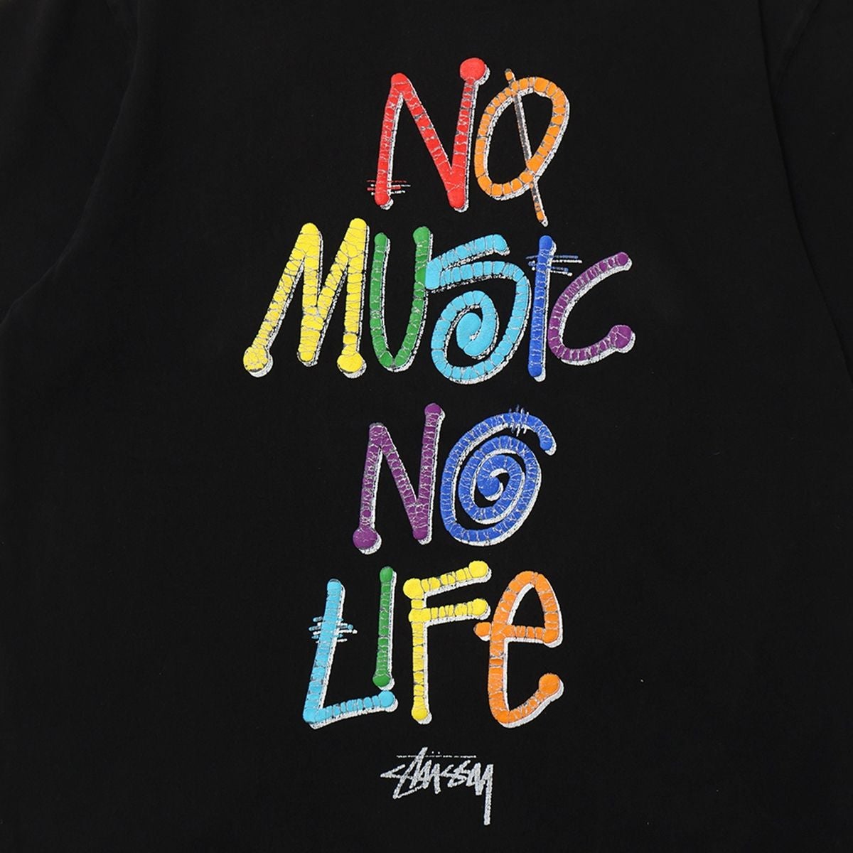 Stussy Printed-Tag Tower Records/No Music,No Life TEE BLACK