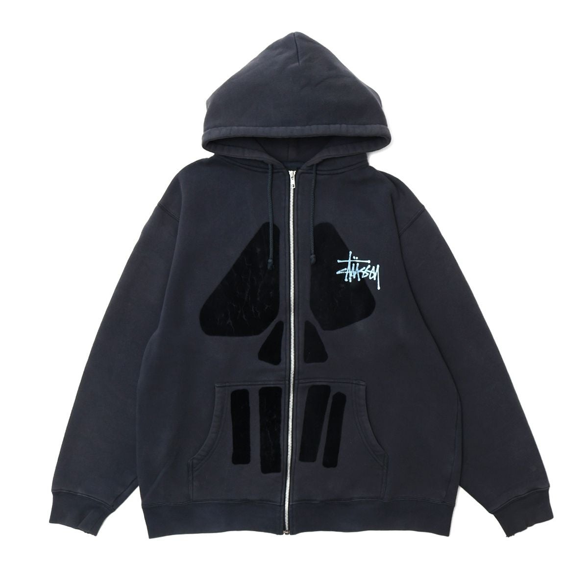 Stussy Navy-Tag Big-Skull ZIP HOODIE CHARCOAL / STS2562 | MFC
